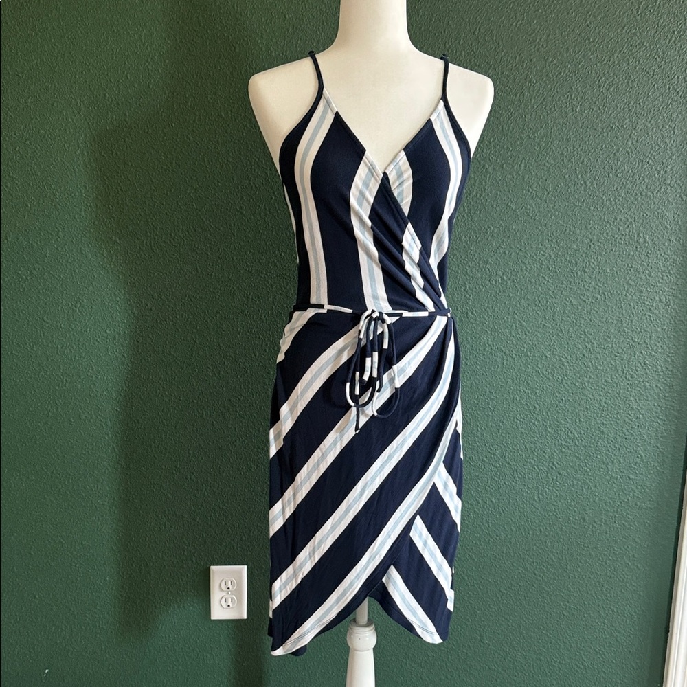 41 Hawthorn Navy and White Striped Midi Dress